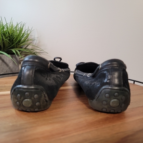 b.o.c. Black leather slip on loafers Size 11 driving shoes with tassels shimmery - Picture 14 of 17